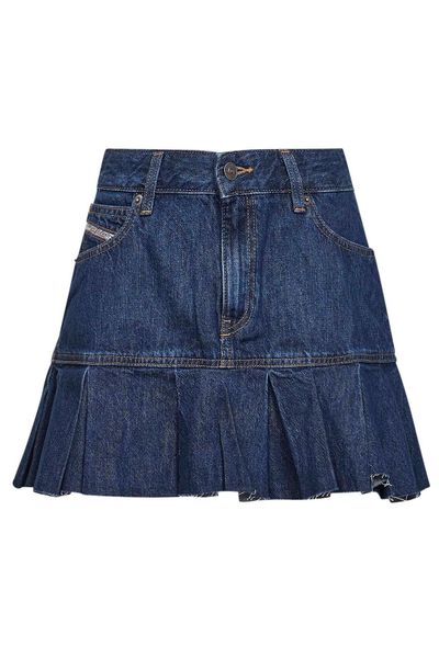 Diesel De-Reen Pleated Mini Denim Skirt