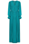 Alberta Ferretti V-Neck Ruched Maxi Dress