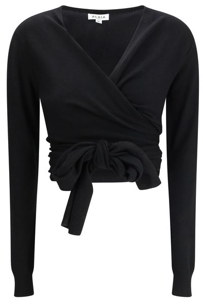 Alaïa Long Sleeve Decorative Tie Top
