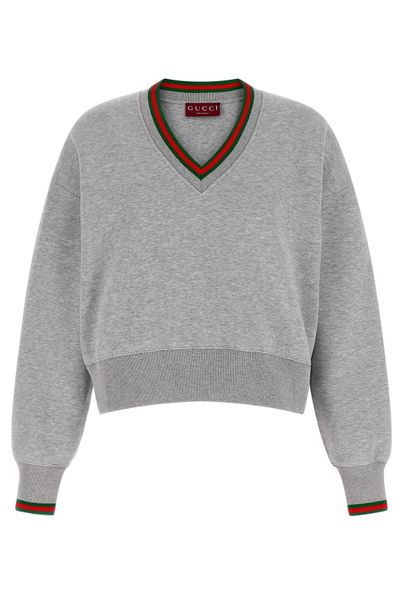 Gucci Web Jersey V-Neck Sweatshirt
