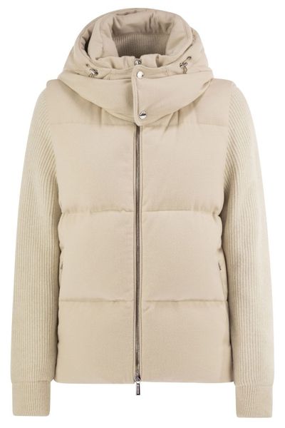 Moorer Ghiara Ls 9 Hooded Knitted-Sleeve Down Jacket