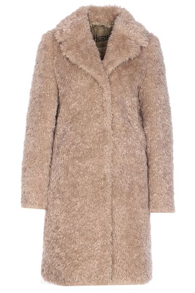 Herno V-Neck Faux-Fur Coat