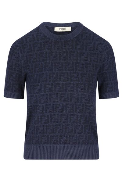 Fendi FF Jacquard Short Sleeved Crewneck Jumper
