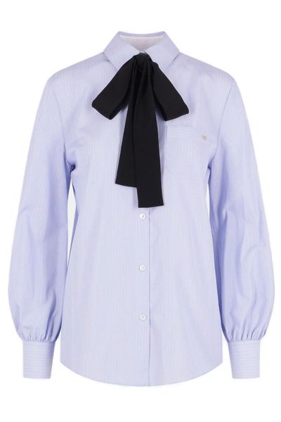 Valentino Bow Detailed Pinstriped Shirt