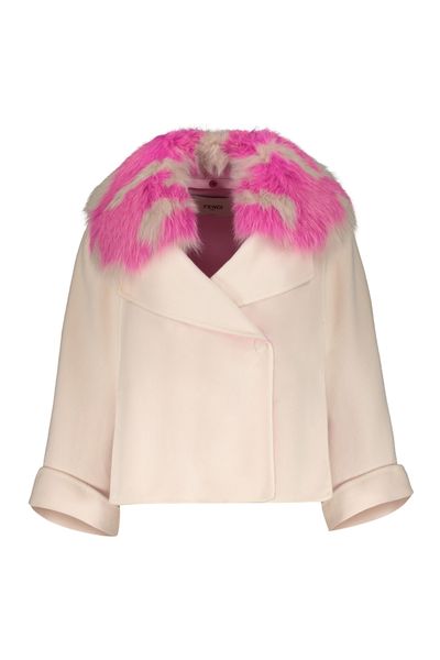 Fendi Relaxed Fur-Collar Cape Coat