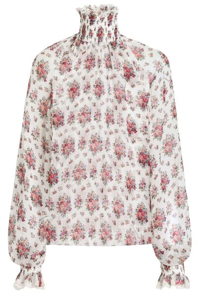 Dolce & Gabbana Shirred Floral Print Top