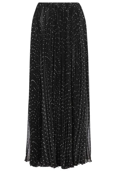 Saint Laurent Polka Dot Printed Pleated Skirt