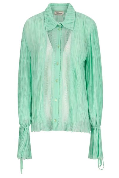 Blumarine Lace-Panel Pleated Shirt