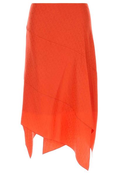 Fendi FF Jacquard Asymmetric-Hem Midi Skirt