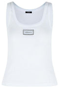 Versace Logo Detailed Ribbed Sleeveless Top