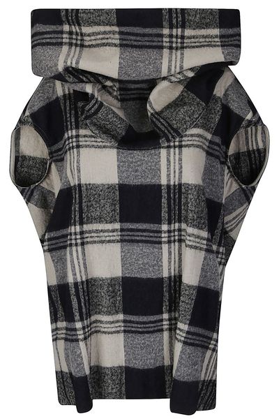 Rick Owens Cowled Floating Checked Jacket