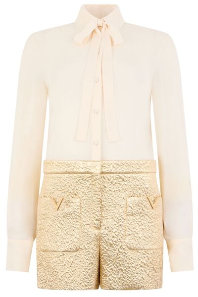 Valentino Pussy-Bow Long-Sleeved Jumpsuit