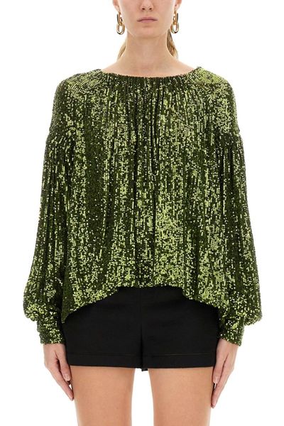 Paco Rabanne Off-The-Shoulder Sequin Embellished Top