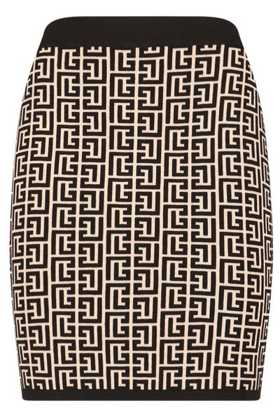 Balmain Monogrammed Knitted Skirt