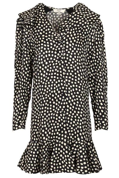 Chloé Dotted Long-Sleeve Mini Dress
