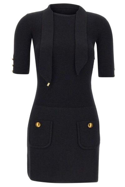 Elisabetta Franchi Ribbed Mini Knitted Dress