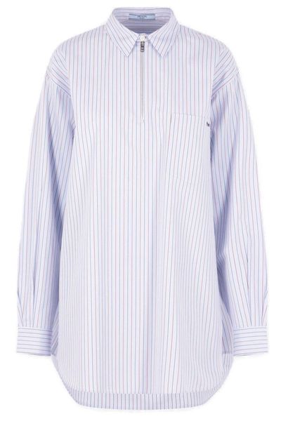 Prada Logo-Embroidered Striped Shirt