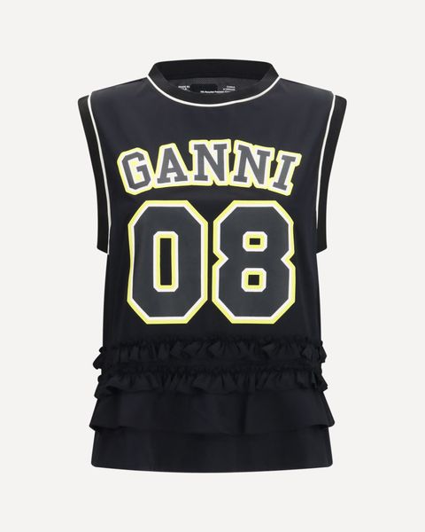 Ganni Cycora Ruffled Tank Top