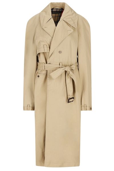 Balenciaga Patterned Checkered Oversized Trench Coat