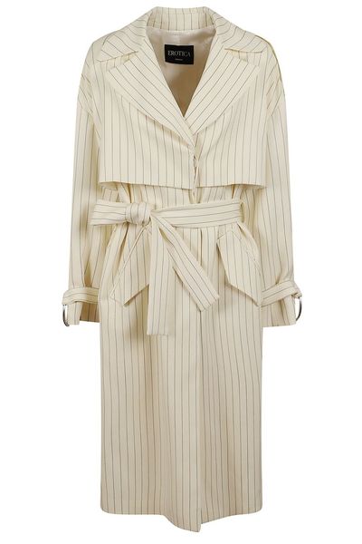 Dondup Belted Pinstriped Trench Coat