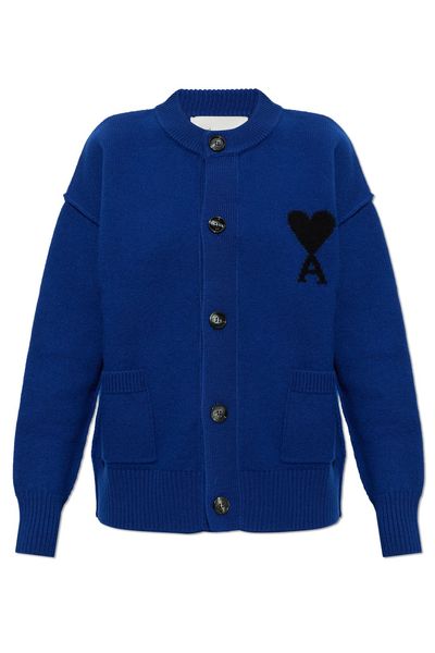AMI Heart Logo Button Cardigan