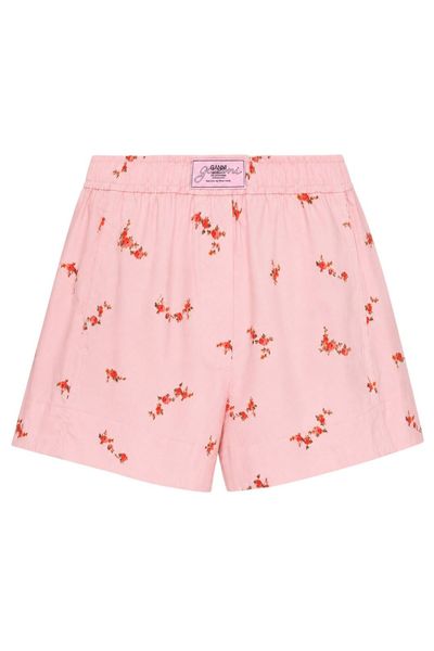 Ganni Logo Patch Floral-Printed Shorts