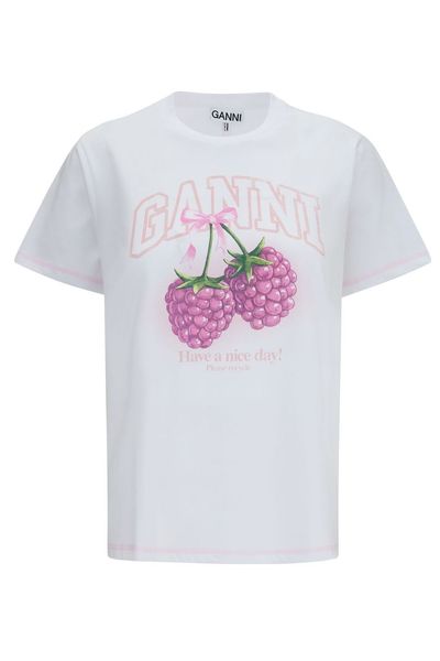Ganni Raspberry Printed T-Shirt