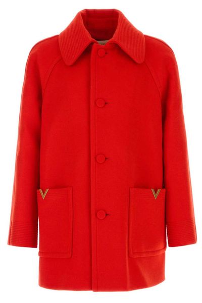 Valentino Logo Plaque Button-Up Coat