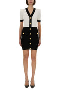 Balmain Two-Tone Cable-Knit Bodycon Dress