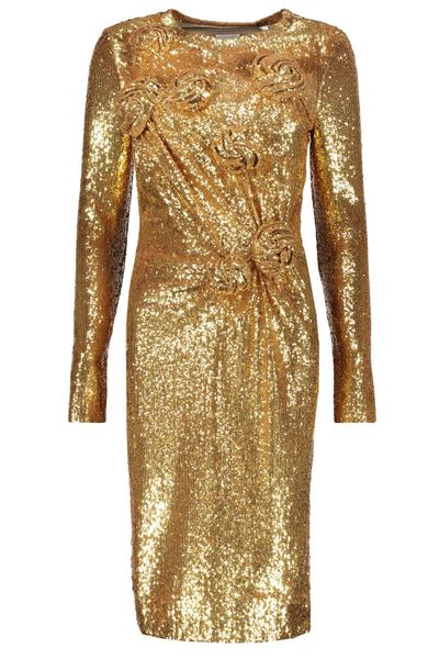 Burberry Hand-Gathered Detail Sequinned Crewneck Dress