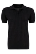 Kiton V-Neck Short-Sleeved Knitted Polo Shirt