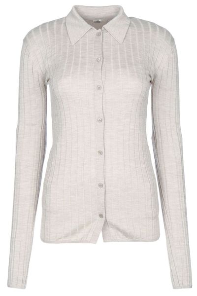 Totême Ribbed-Knit Long Sleeved Cardigan