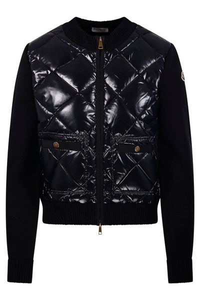 Moncler Logo Patch Zip-Up Quilted Cardigan