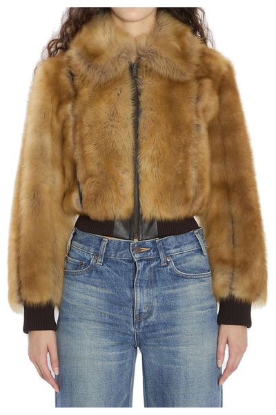 Saint Laurent Zip-Up Shearling Bomber Jacket