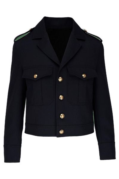 Nili Lotan Lourdes Buttoned Cropped Military Jacket