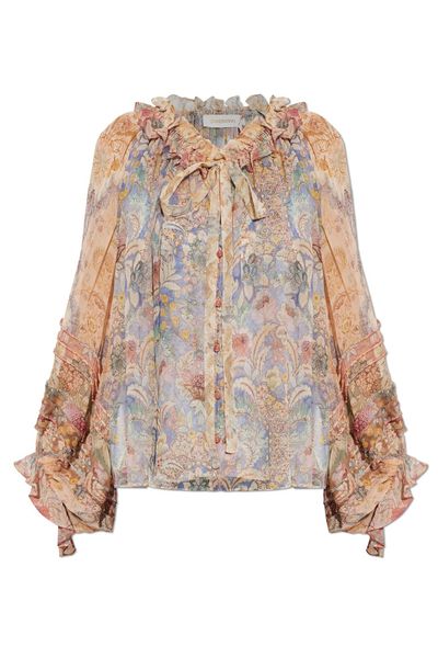Zimmermann Rebellion Corded Spliced Floral Blouse