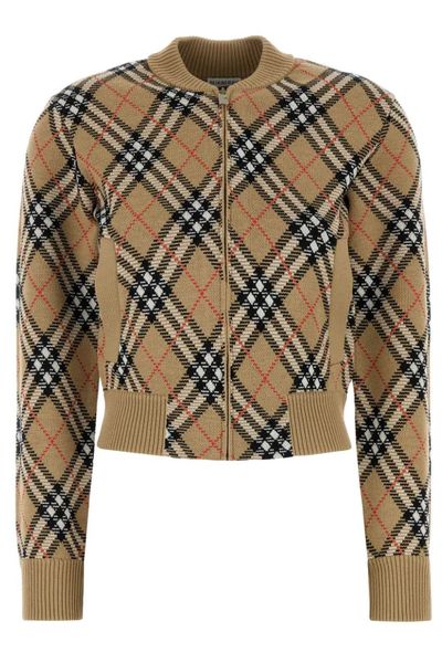 Burberry Checked Zip-Up Cardigan