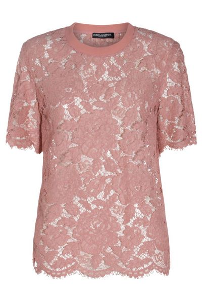 Dolce & Gabbana Short-Sleeved Cordonetto Lace T-Shirt