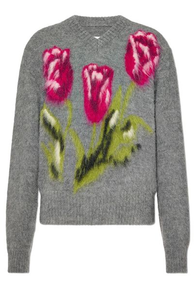 Maison Margiela Floral Intarsia Knitted Sweater