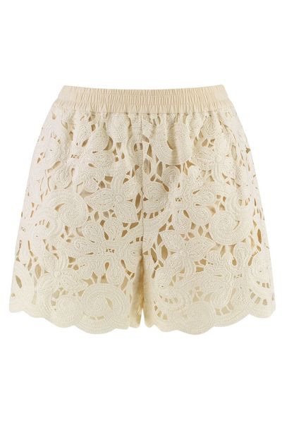 Moncler Floral Cut-Out Elastic Waist Shorts