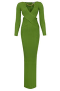 Elisabetta Franchi Openwork Knit Red Carpet Dress