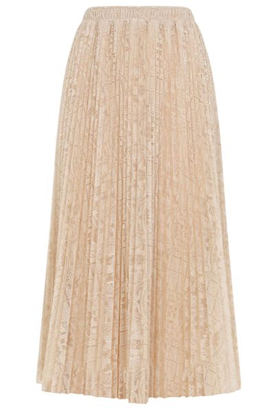 Ermanno Scervino Pleated Lace Midi Skirt