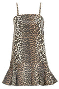 Ganni Leopard Printed Spaghetti Strap Mini Dress