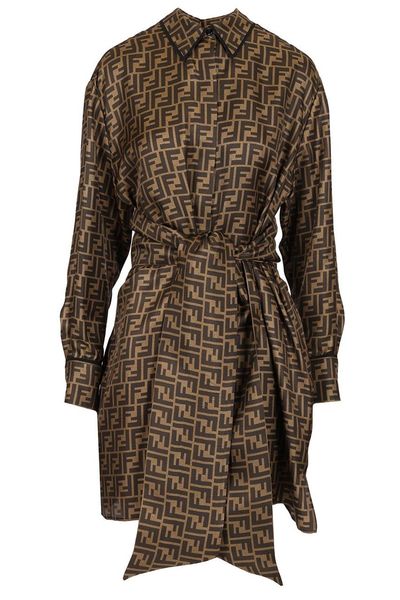 Fendi FF Motif Belted Shirt Dress