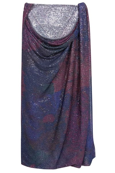 Maison Margiela Printed Paillettes Draped Maxi Skirt