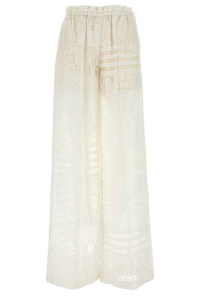 Fendi Patchwork Motif Wide-Leg Drawstring Pants