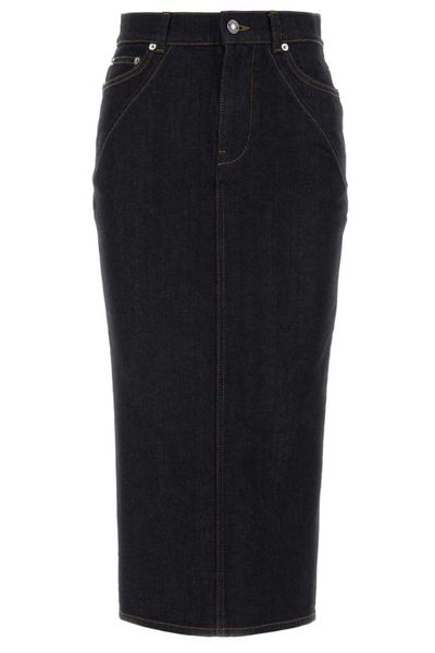 Givenchy Straight Hem Midi Denim Skirt