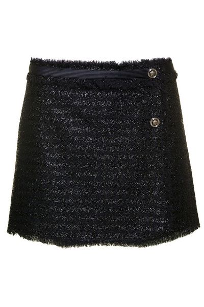 Versace Frayed Hem Lurex Tweed Skirt