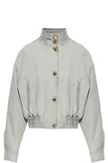 Jil Sander Stand Collar Cropped Denim Jacket