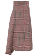 Patou Checkered Asymmetrical Midi Skirt